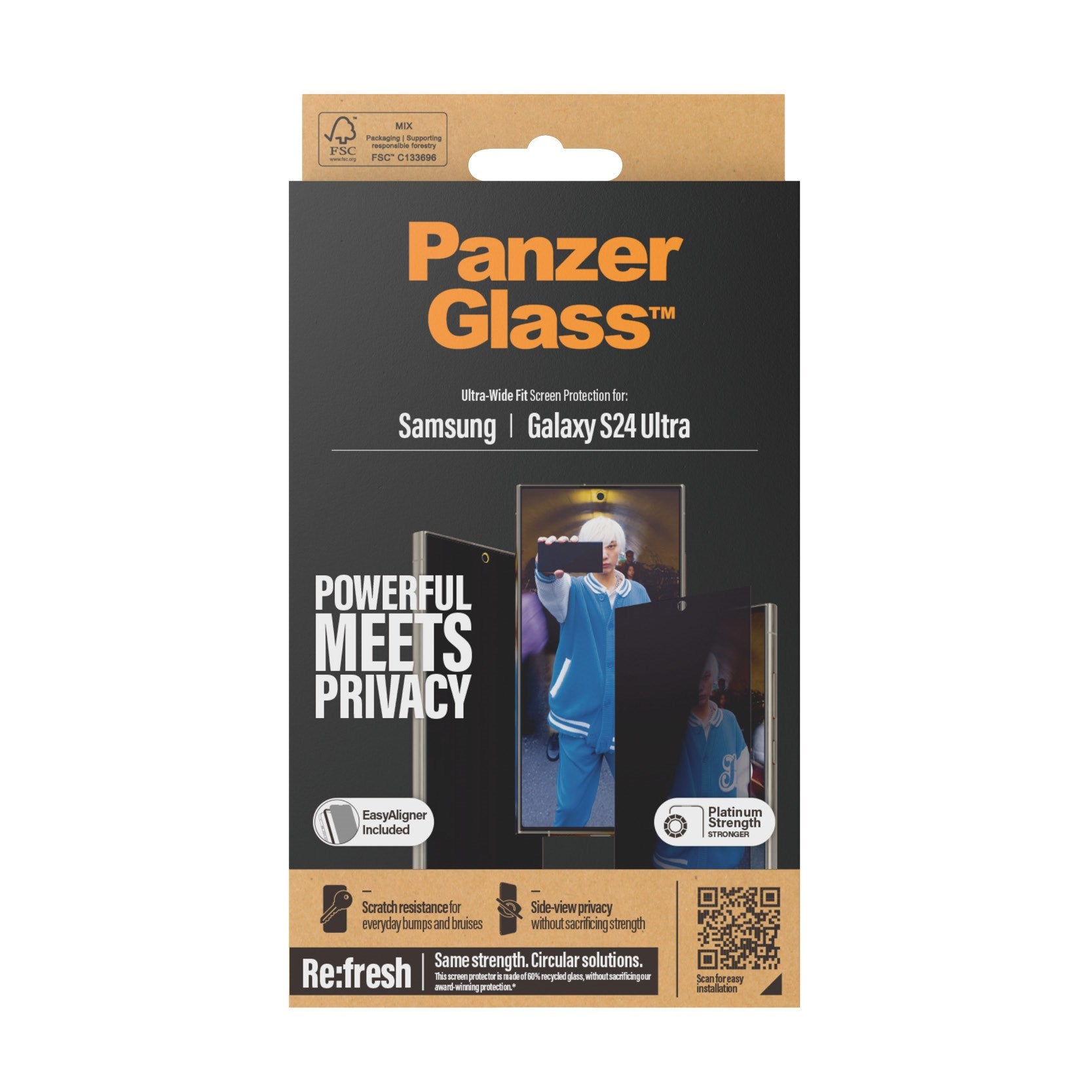 PanzerGlass® Privacy Displayschutz Samsung Galaxy S24 Ultra | Ultra-Wide Fit m. EasyAligner